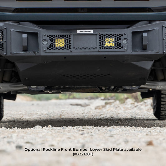 Rockline Winch Ready Front Full Width Bumper For Ford Bronco Textured Black 2021-2026 Ford Bronco Go Rhino-1