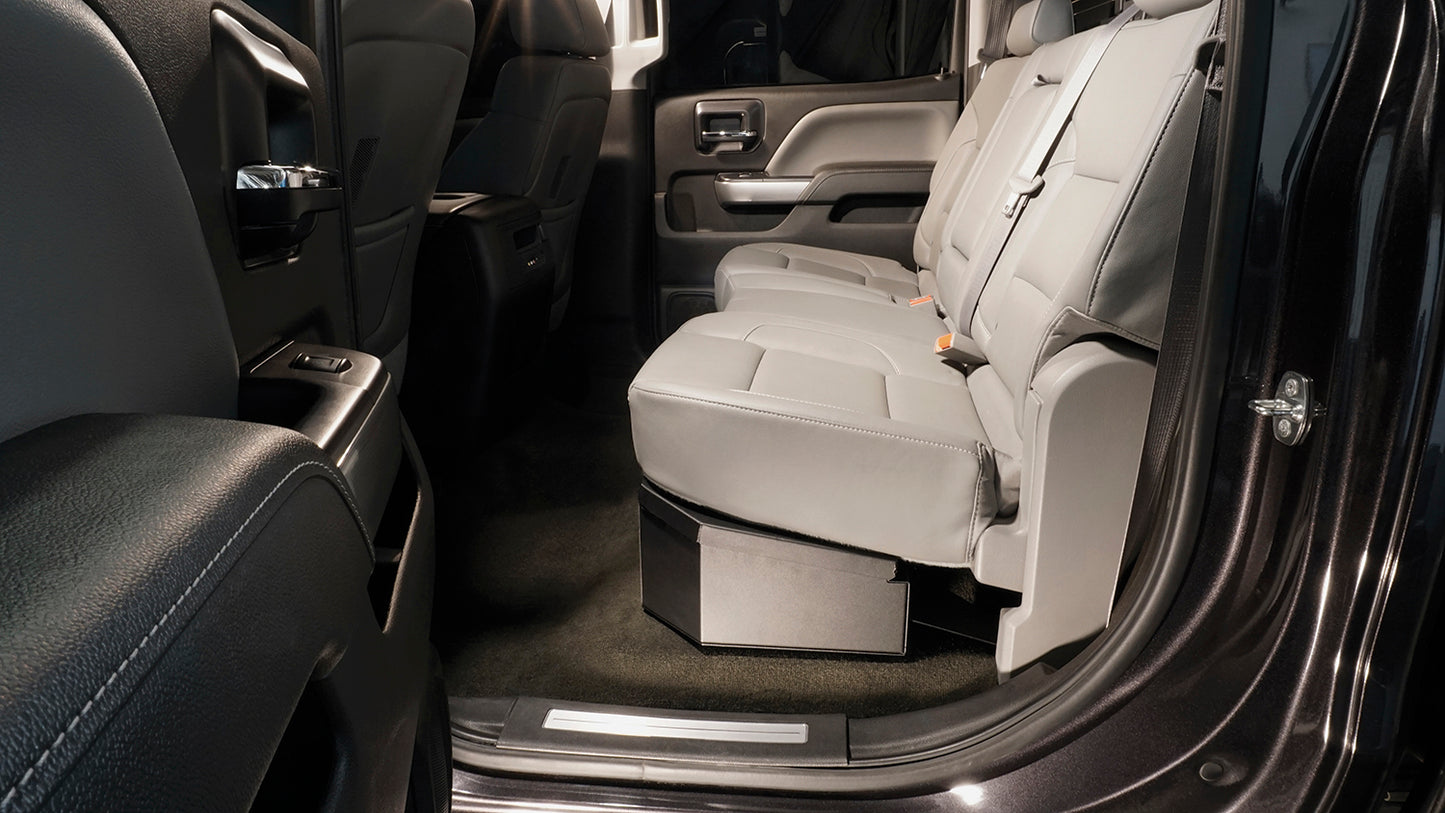 Rear Underseat Lockbox - 07-19 Silverado/Sierra 1500 19 Old Body Style} / 07-19 2500HD/3500HD w/ Crew Cab 60% Length Black Products Tuffy Security-19
