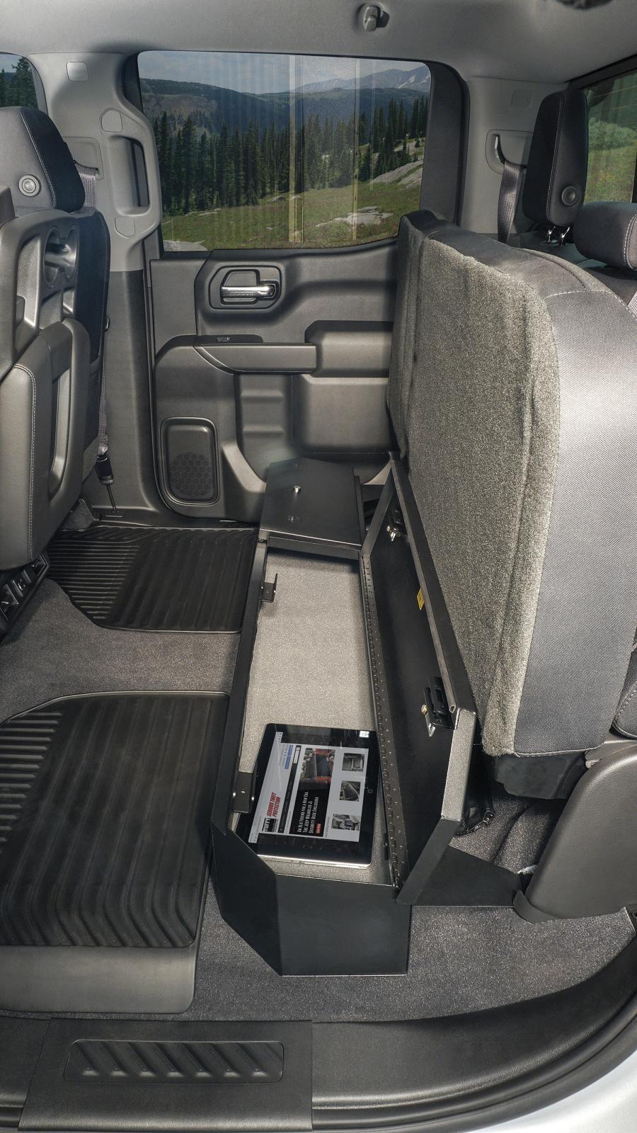 Rear Underseat Lockbox 19-23 Silverado/Sierra 1500 {19 New Body Style} / 20-21 2500HD/3500HD w/ Crew, Extended Cab Black Products Tuffy Security-19