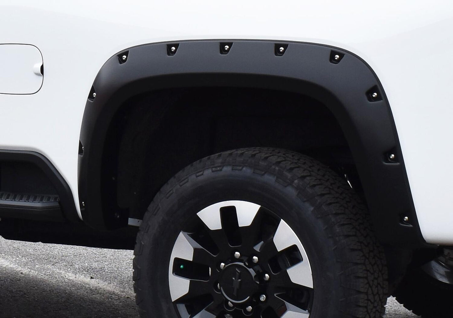 Black Pocket/Rivet Style Smooth Finish Rear Fender Flares For 2020-2026 Chevy 2500/3500 Bushwacker
