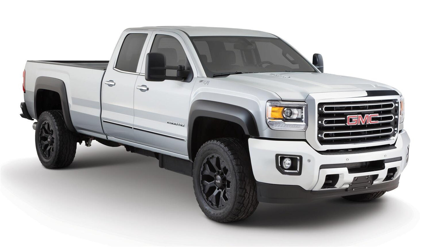 Black Extendafender Style Smooth Finish 4-Piece Fender Flare Set For 2015-2019 GMC Sierra 2500 Hd/3500 Hd Bushwacker-3