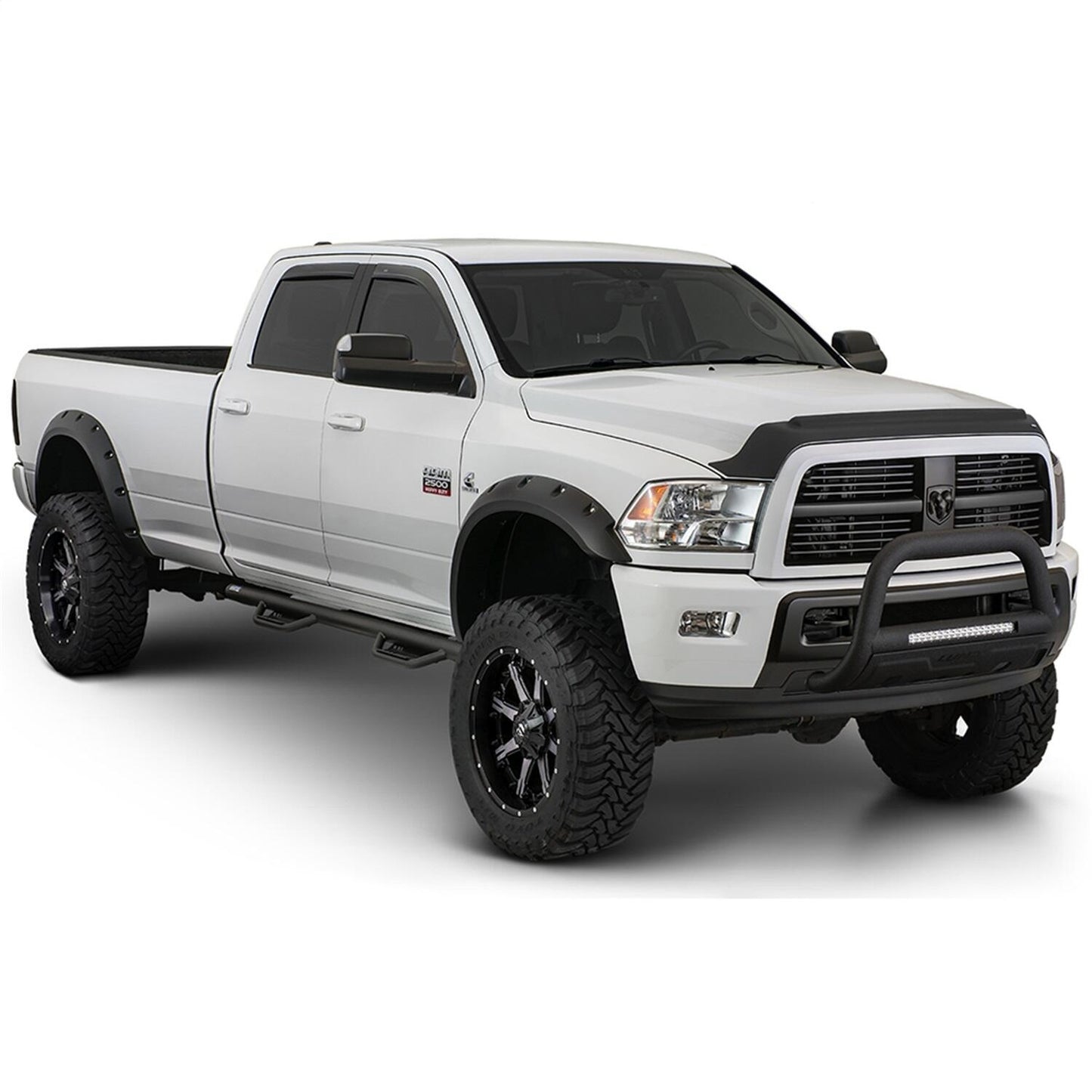 Black Max Coverage Pocket/Rivet Style Smooth Finish 4-Piece Fender Flare Set For 2014-2018 Chevrolet Silverado 1500 Fits 69.3 Inch Bed Bushwacker