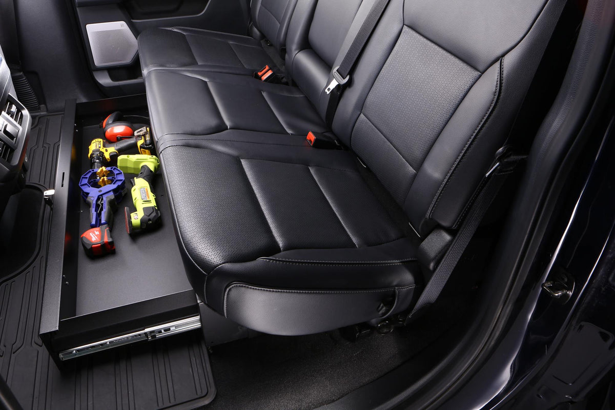 Rear Underseat Drawer for 15-26 Ford F150 F250; 19-26 Chevy Silverado/GMC Sierra - Combo Lock Products Tuffy Security-1