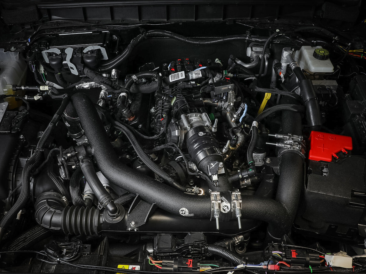 BladeRunner 2-1/4 Inch & 2-1/2 Inch Aluminum Hot Charge Pipe Black Ford Bronco 21-26 V6-2.7L (tt) aFe Power-5