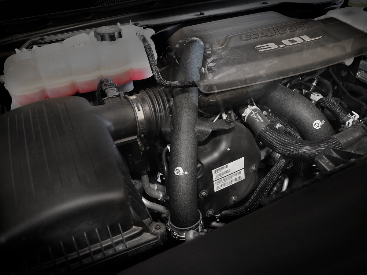 BladeRunner 2-1/2 Inch & 3 Inch Aluminum Hot Charge Pipe Black Ram 1500 20-22 V6-3.0L (td) aFe Power-5