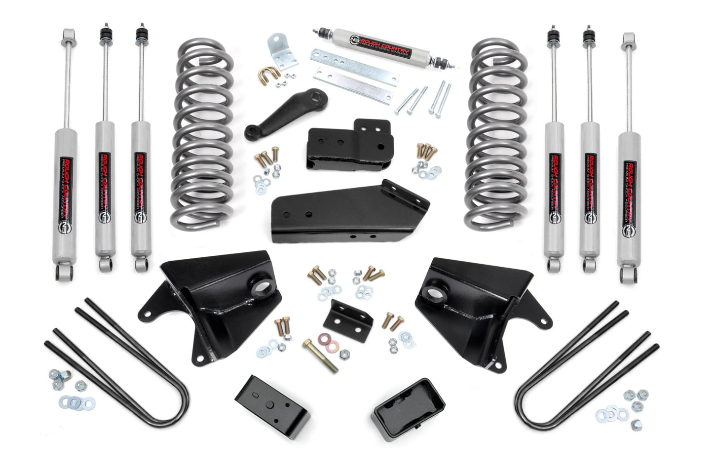 4 Inch Lift Kit Quad Front Shocks Rear Blocks Ford F-150 4WD (80-96) Rough Country