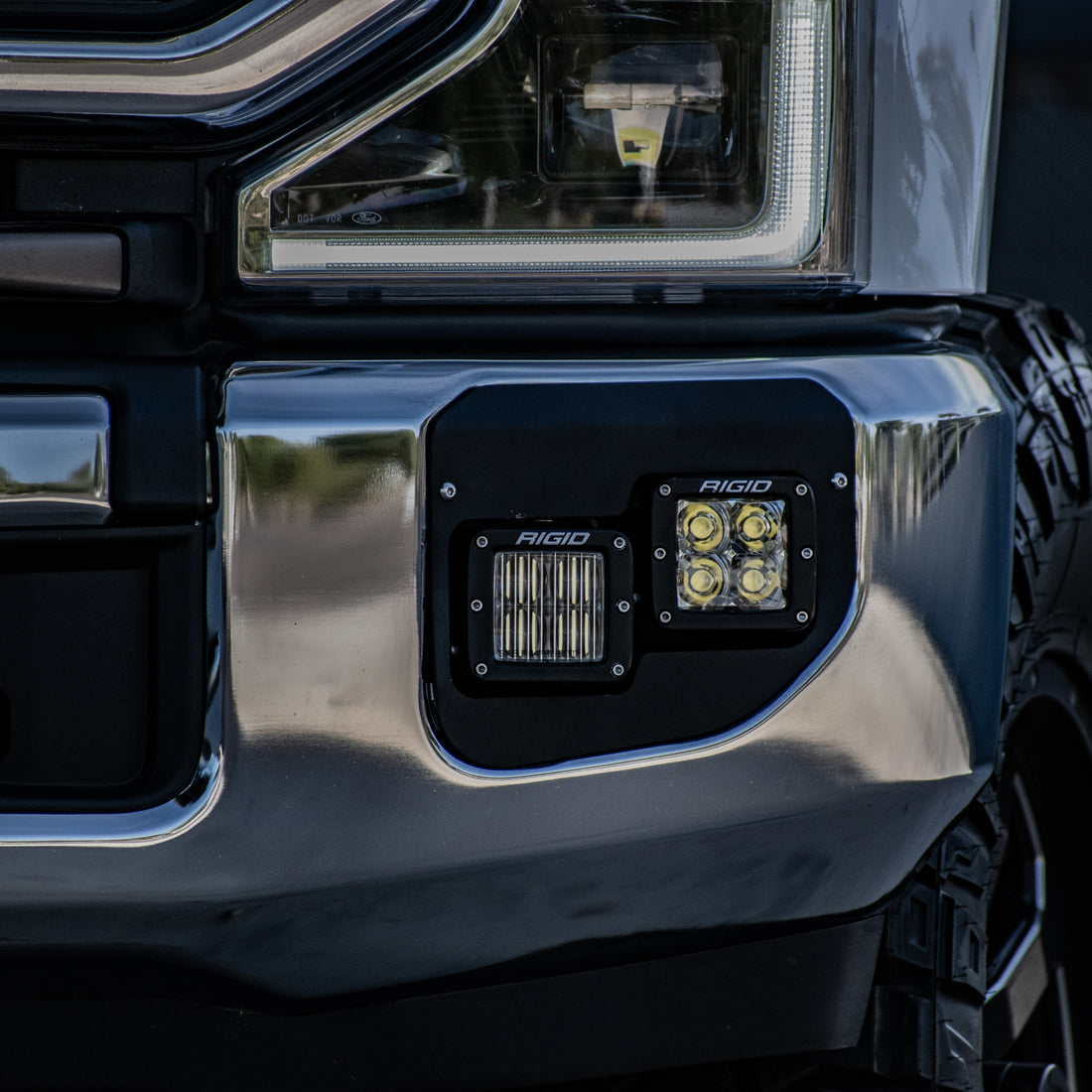2020-Present Ford SuperDuty Dual Fog Light Mounts Rigid Industries-7