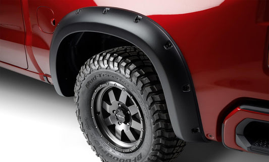 Black Forge Pocket/Rivet Textured Finish 4-Pc Fender Flare Set For 14-15 Chev Silverado 1500 Bushwacker-1