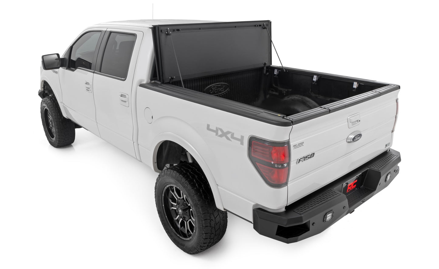 Hard Tri-Fold Flip Up Bed Cover 6 Foot 7 Inch Bed Ford F-150 2WD/4WD (2004-2014) Rough Country-5
