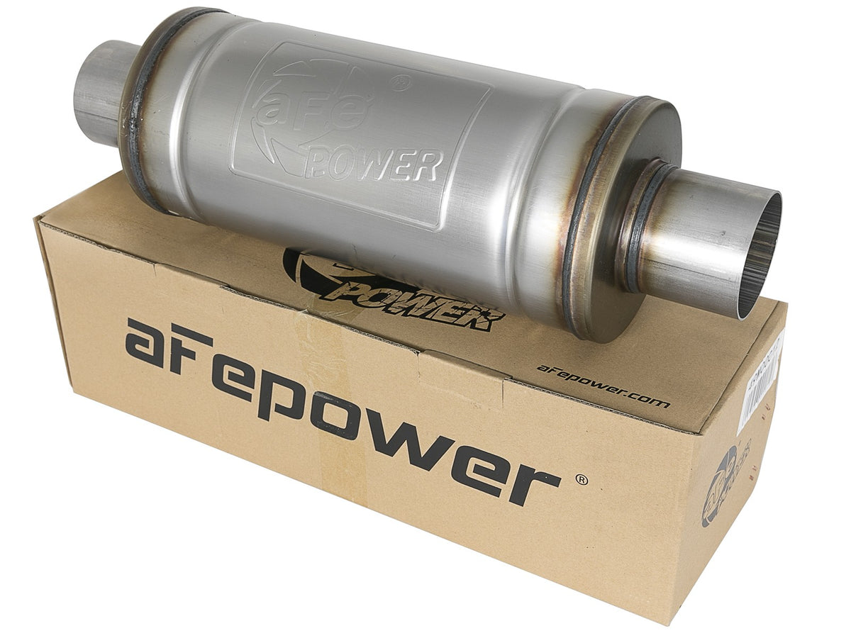 Mach Force-Xp 409 Stainless Steel Muffler 3 Inch ID Center/Center x 6 Inch Dia. x 14 Inch L - Round Body aFe Power-4