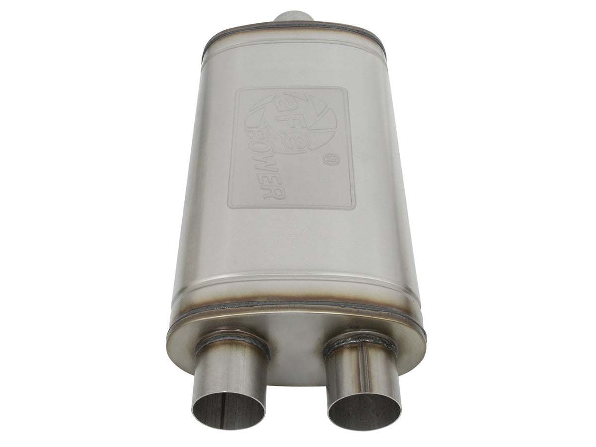 Mach Force-Xp 409 Stainless Steel Muffler 3 Inch ID Center/Dual-Outlet x 11 Inch W x 6 Inch H x 22 Inch L - Oval Body aFe Power-2