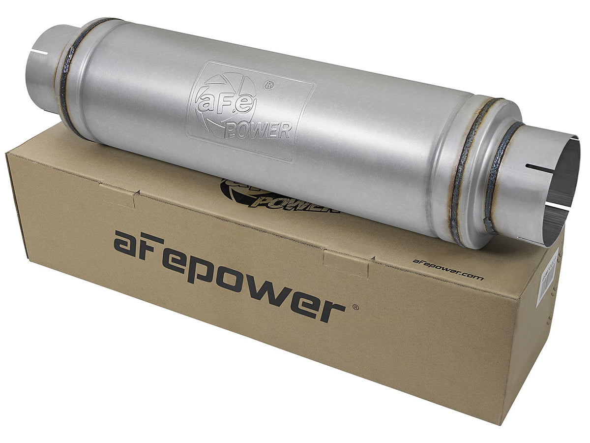 Atlas Aluminized Steel Muffler 5 Inch ID Center/Center x 7 Inch Dia. x 24 Inch L - Round Body aFe Power-4