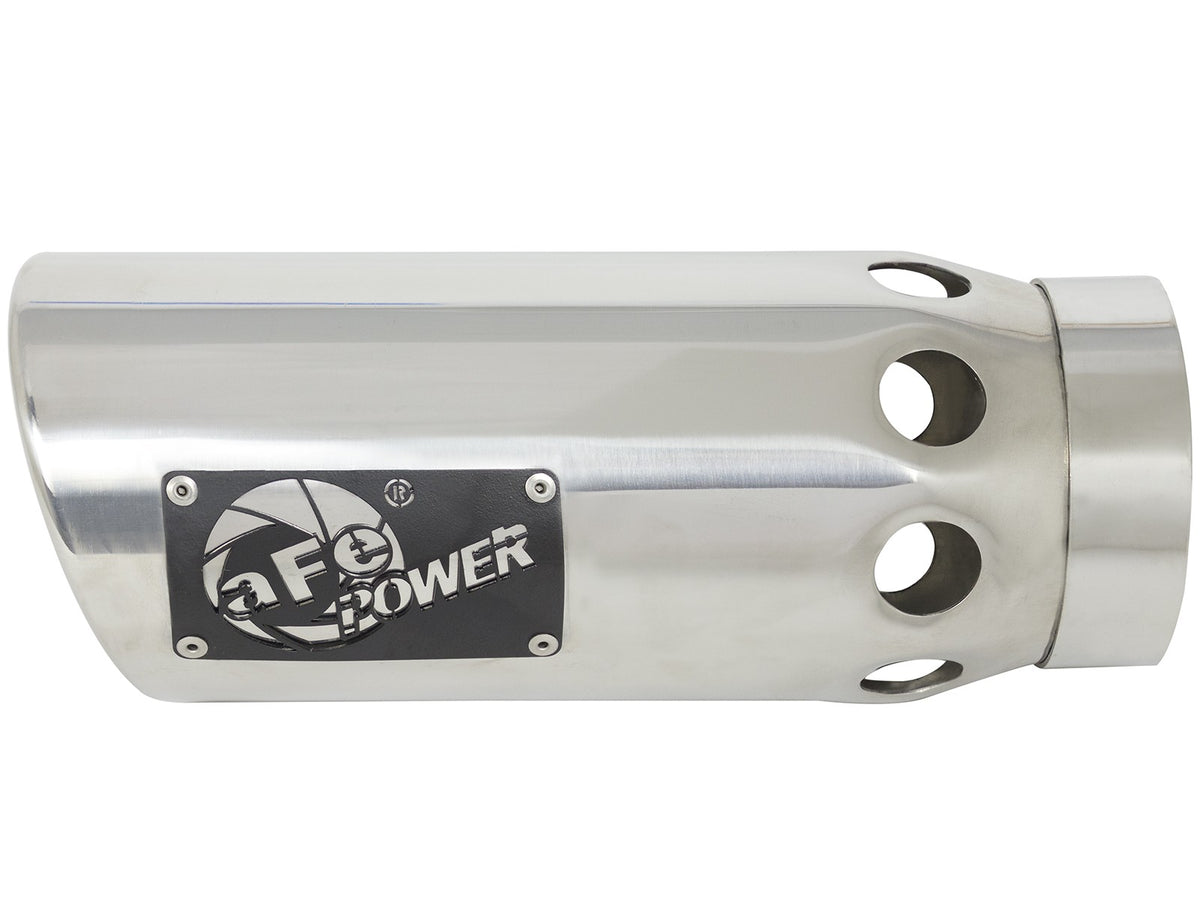 Mach Force-Xp 409 Stainless Steel Clamp-on Exhaust Tip Polished Left Side Exit 4 Inch Inlet x 5 Inch Outlet x 12 Inch L aFe Power