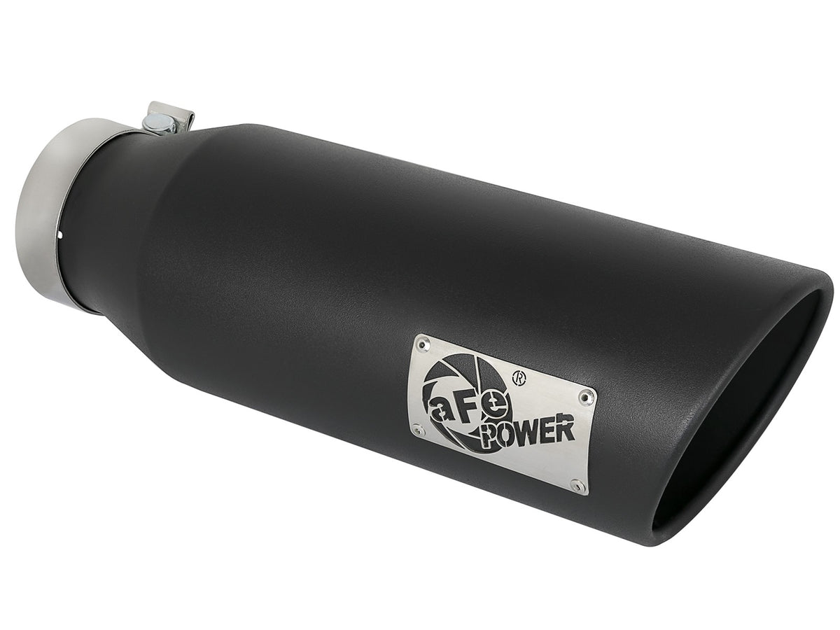 Mach Force-Xp 409 Stainless Steel Clamp-on Exhaust Tip Black 4 Inch Inlet x 6 Inch Outlet x 18 Inch L aFe Power
