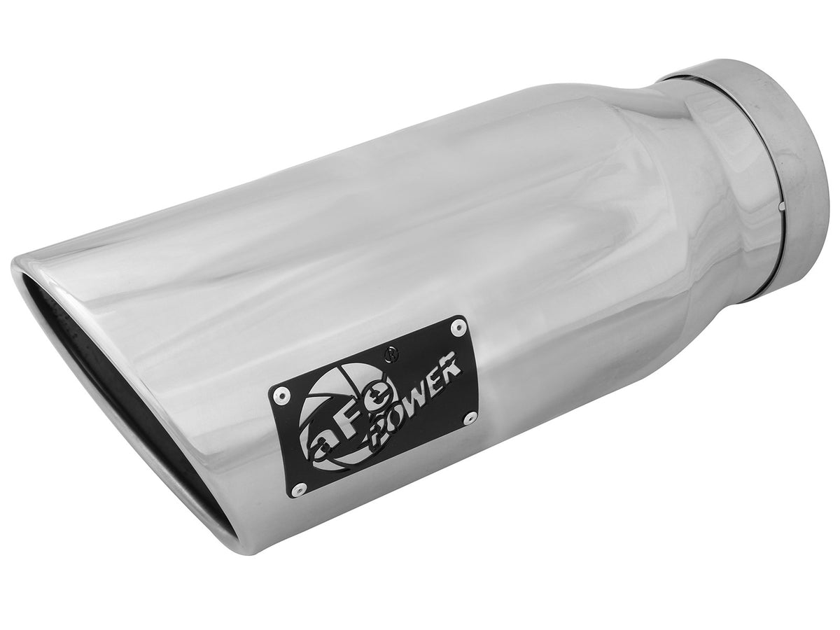 Mach Force-Xp 304 Stainless Steel Clamp-on Exhaust Tip Polished Left Side Exit 4 Inch Inlet x 6 Inch Outlet x 15 Inch L aFe Power