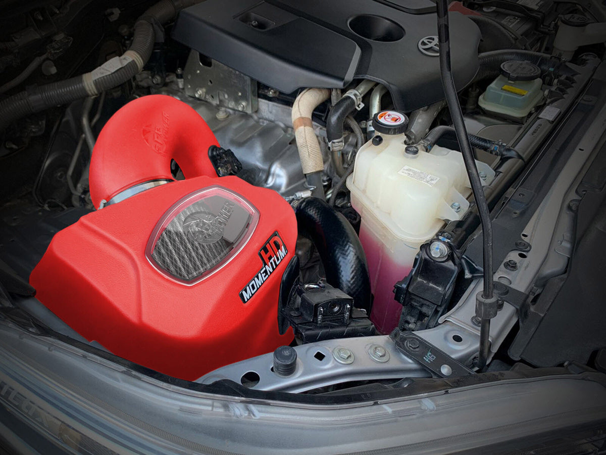 Momentum HD Cold Air Intake System Red w/ Pro Dry S Filter Toyota Hilux 15-26 L4-2.4/2.8L (td) aFe Power-6