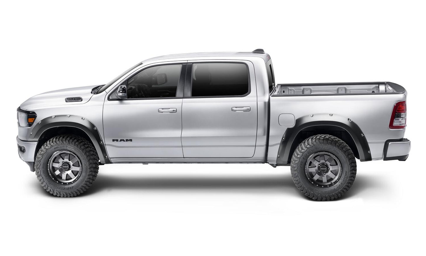 Black Pocket/Rivet Style Smooth Finish Rear Fender Flares For 2019-2022 Ram 1500 Will Not Fit Rebel And Trx Models Bushwacker-1