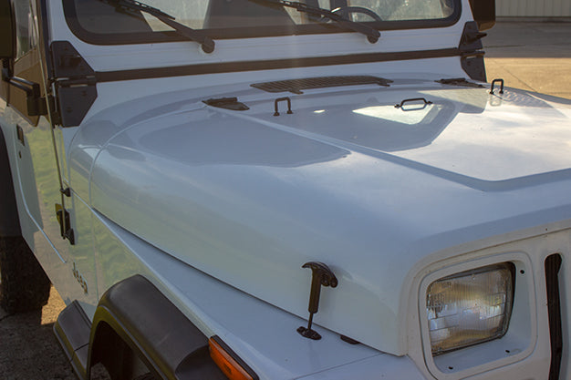 Jeep CJ/YJ Hood Catch Pair 55-95 CJ and Wrangler YJ Powdercoat Black Kentrol-5