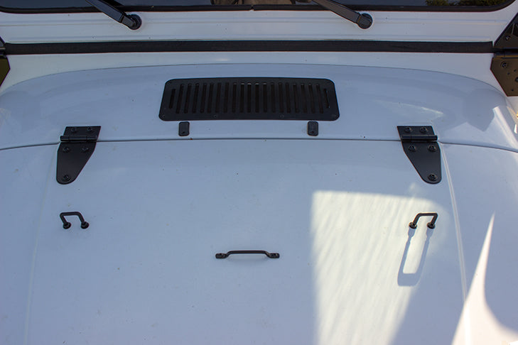 Jeep CJ/YJ Hood Hinge Pair 55-95 CJ and Wrangler YJ Powdercoat Black Kentrol-5