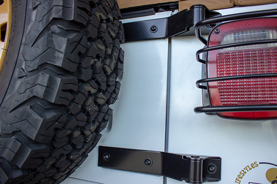 Jeep YJ Tailgate Hinge Pair 87-95 Wrangler TJ Powdercoat Black Kentrol-6