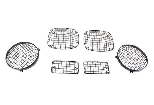 Jeep TJ Wire Mesh Guard Set 6 Pieces 97-06 Wrangler TJ Powdercoat Black Kentrol-1
