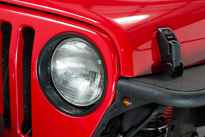Jeep TJ Headlight Bezels Pair 97-06 Wrangler TJ Powdercoat Black Kentrol-6