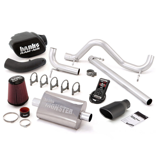 Stinger Bundle System W/AutoMind Single Exit Exhaust Black Tip 07-11 Jeep 3.8L Wrangler JK Banks Power-1