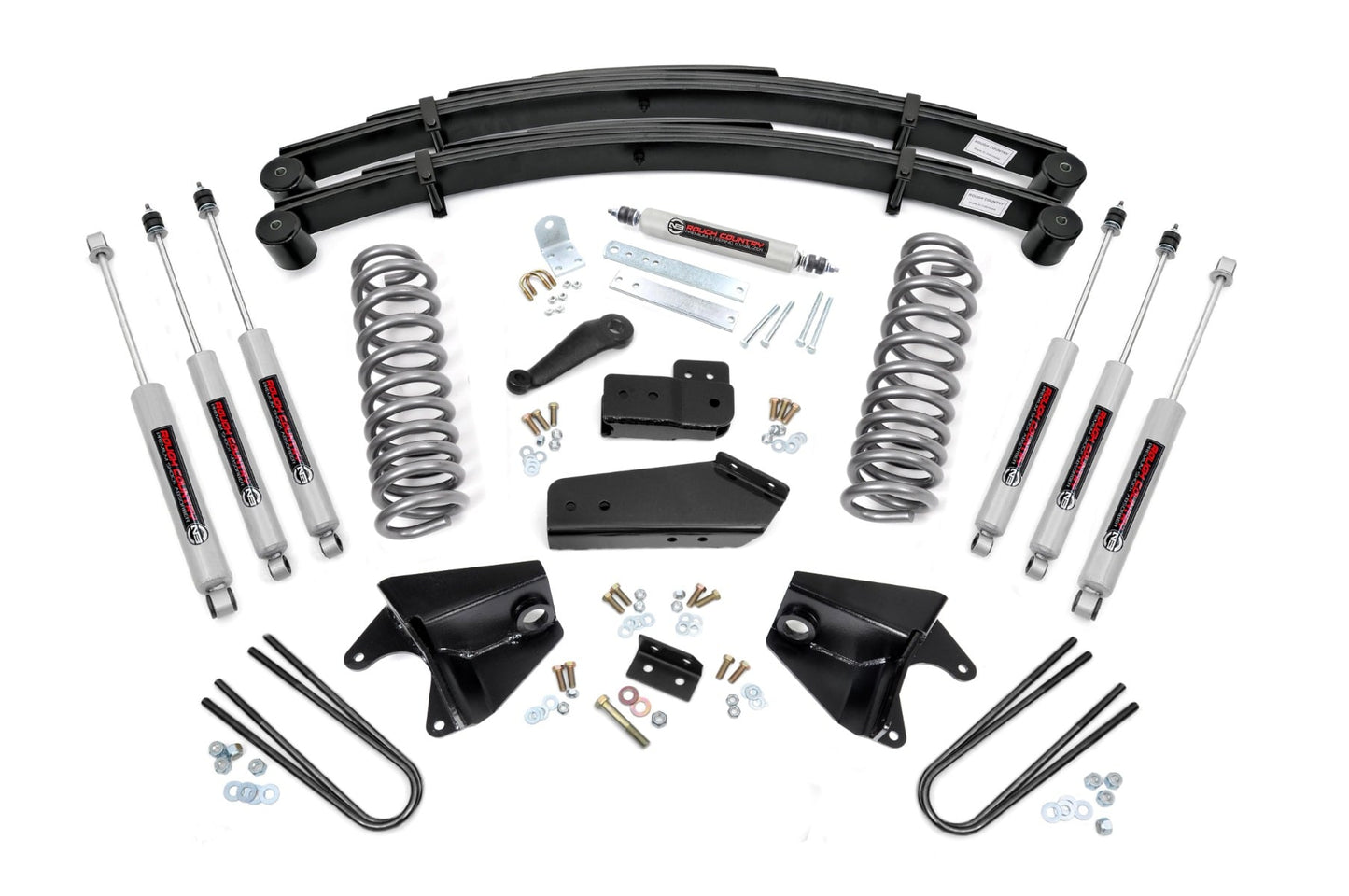 4 Inch Lift Kit Quad Front Shocks Rear Springs Ford Bronco 4WD (80-96) Rough Country