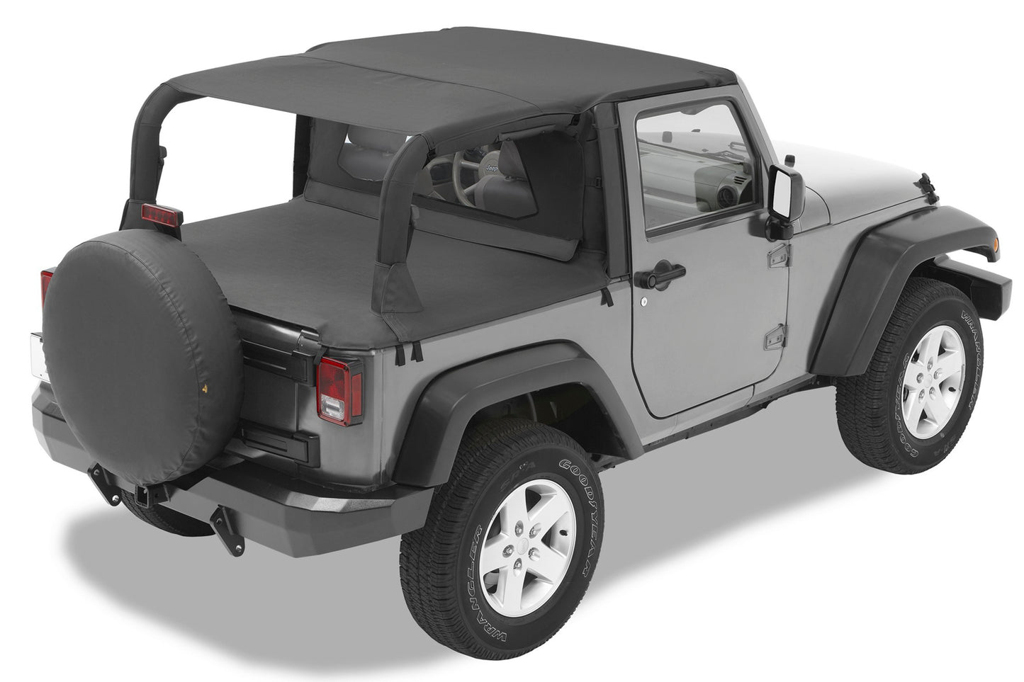 Jeep Bikini Top Header Safari Bikini Tops For Jeep 2007-2009 Wrangler JK 2 Door Black Diamond Fabric Bestop
