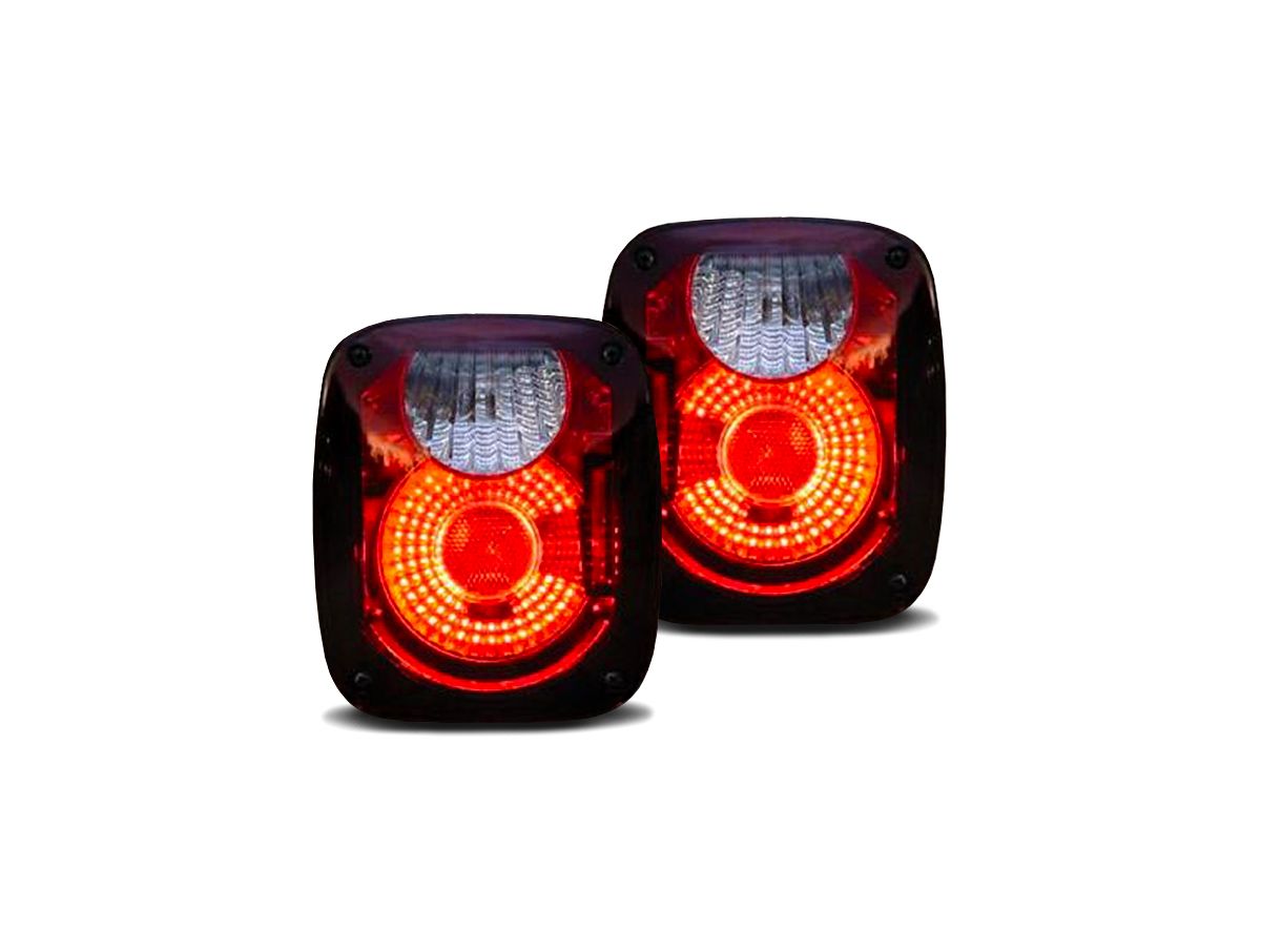 Taillight Conversion Kit w/Euro Lenses for 1976-1983 Jeep CJ5, 1976-1986 Jeep CJ7, 1981-1986 Jeep Scrambler, 1997-2006 Jeep Wrangler TJ, Brite-Pair Rampage
