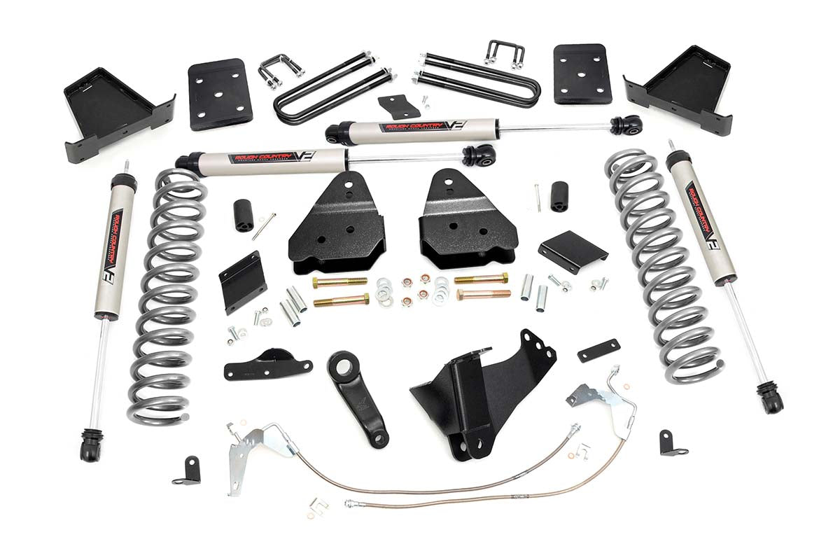 Rough Country 6 Inch Suspension Lift Kit Diesel w/V2 Shocks 11-14 F-250 4WD Rough Country