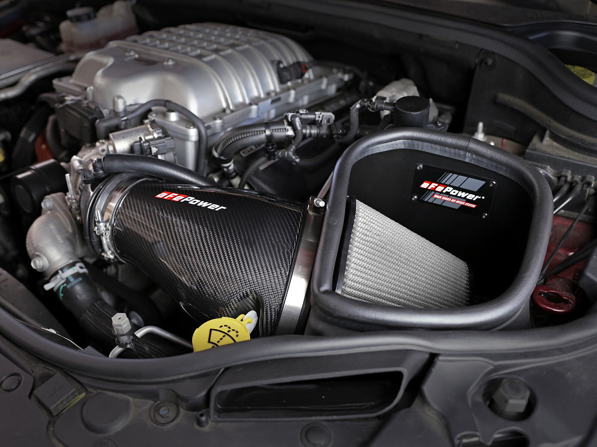 Track Series Carbon Fiber Intake System w/ Pro Dry S Filter Jeep Grand Cherokee Trackhawk (WK2) 19-21/ Dodge Durango Hellcat 21-26 V8-6.2L (sc) aFe Power-6