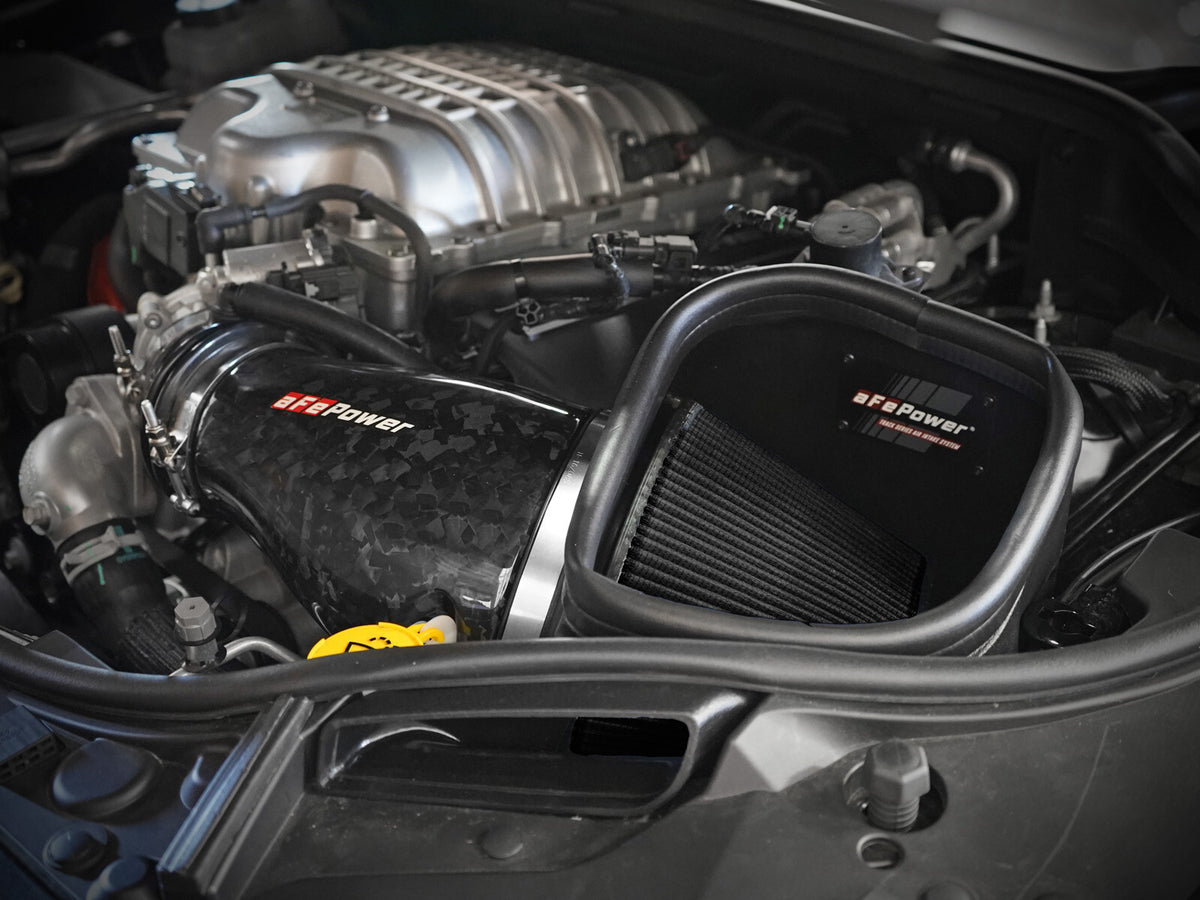 Track Series Carbon Fiber Intake System w/ Pro 5R Filter Black Dodge Durango SRT Hellcat 21-26 V8-6.2L (sc) aFe Power-6