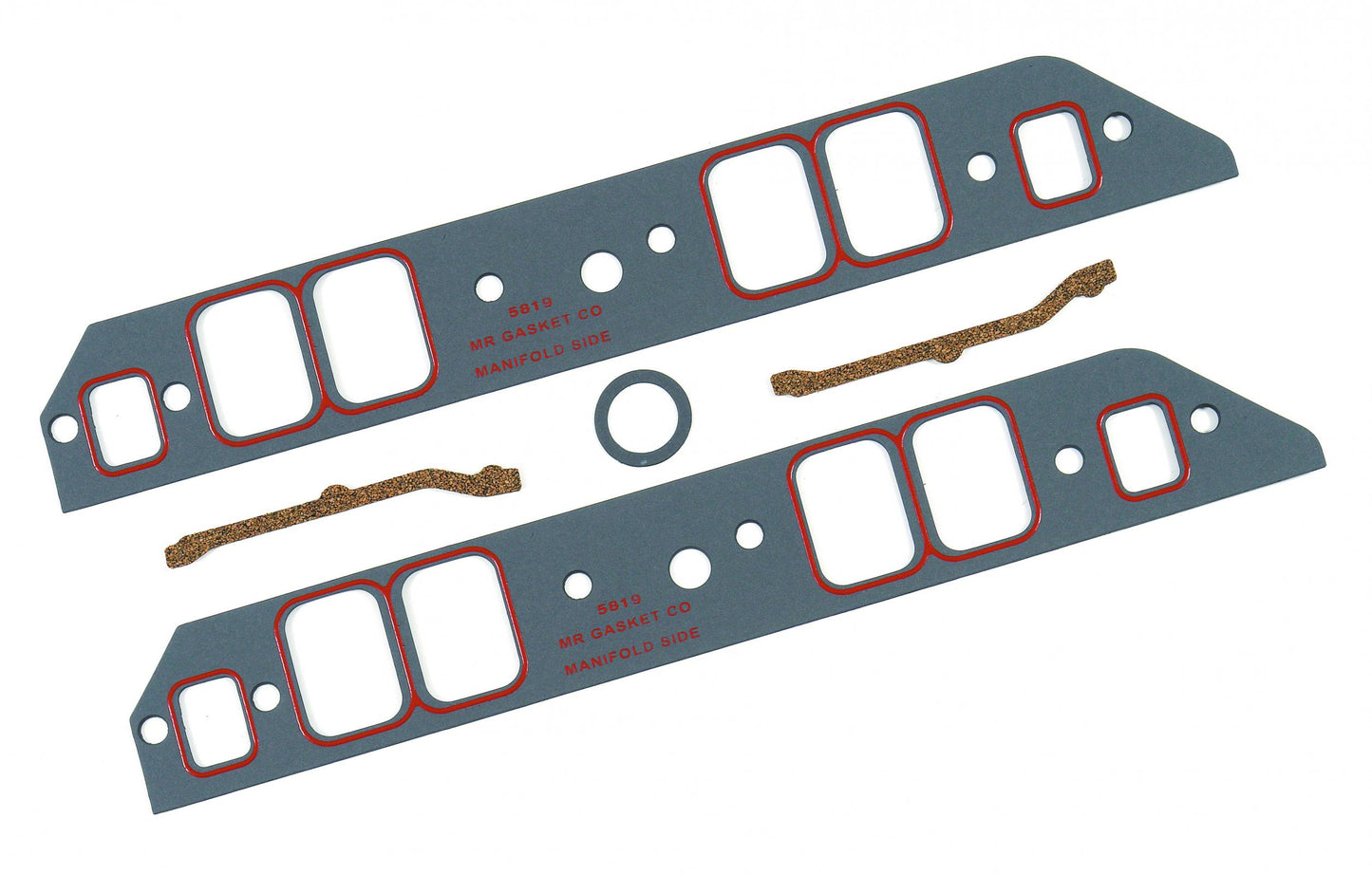 Ultra-Seal Intake Manifold Gaskets .120 Inch Thickness Fits 1965-1990 Chevrolet 396-454 Big Block with Rectangle Raised Port Heads. No upper bolt holes. 1.85 x 2.55 Inch Mr Gasket