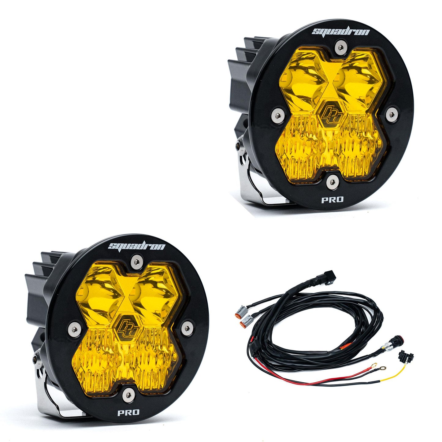 Squadron-R 2.0 Pro Black LED Auxiliary Light Pod Pair Universal Amber Baja Designs-1