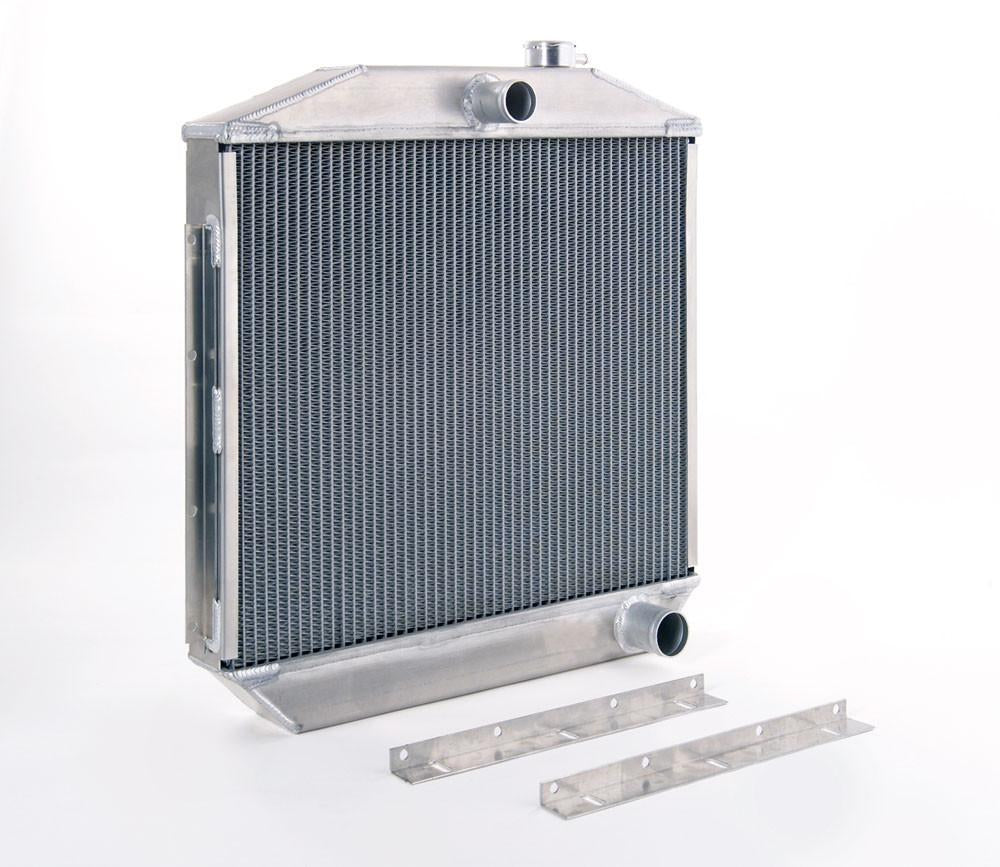 55-57 Chevrolet Bel Air Downflow Radiator for GM w/Std Trans Factory-Fit Natural Finish Radiator Be Cool