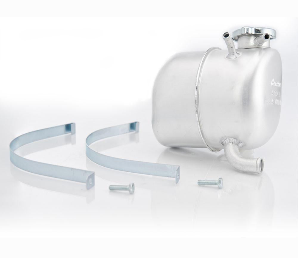 63-67 GM Surge Tank w/Cadmium Finish Cap and Mounting Strap Natural Finish Radiator Be Cool