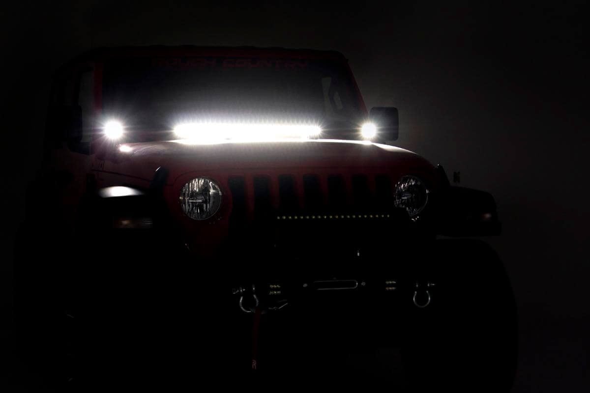 LED Light Kit Hinge Mount 2 Inch Black Pair Amber DRL Jeep Gladiator JT/Wrangler JL (18-26) Rough Country-5