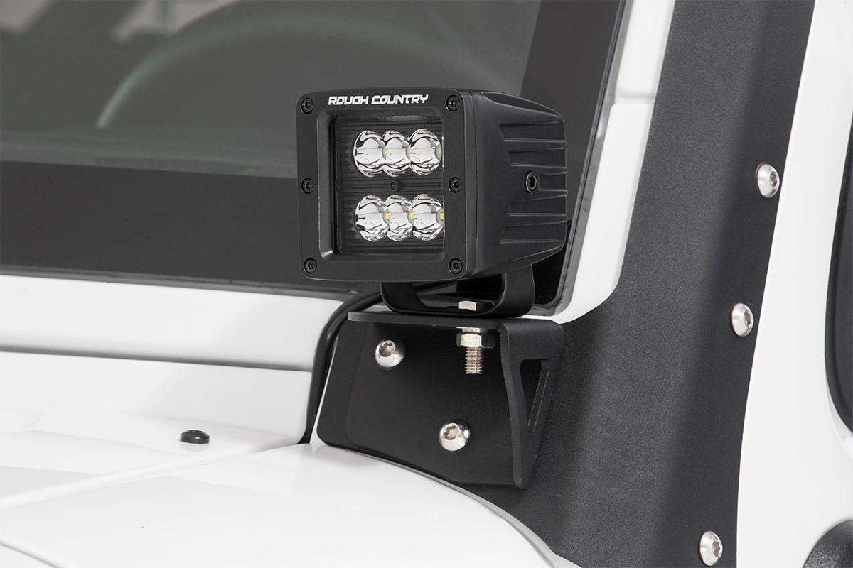 Rough Country 2 Inch Square Cree LED Lights Pair Black Series Rough Country