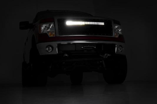 Mesh Grille 30 Inch Dual Row LED Chrome White DRL 09-14 Ford F-150 Rough Country-1