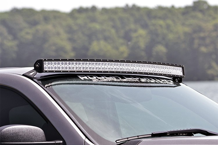 54 Inch Curved LED Light Bar Upper Windshield Mounts 07-13 PU/SUV Rough Country-3