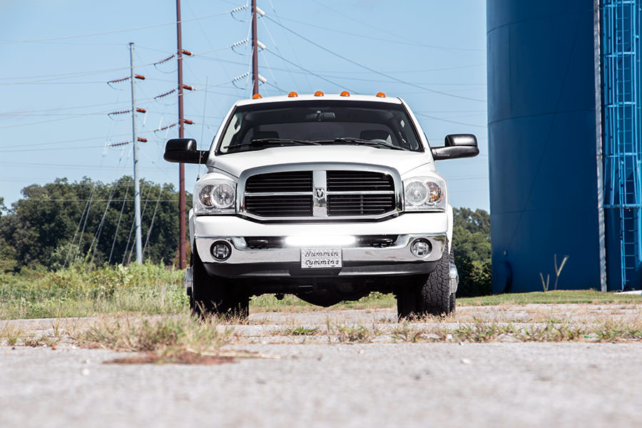 Rough Country Dodge Hidden Bumper Kit w/ 20-Inch LED Light Bar Black Series w/ White DRL 03-18 Ram 2500/3500 Rough Country