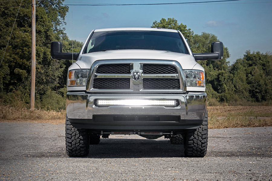 Dodge 40-inch Curved LED Light Bar Hidden Bumper Kit w/Chrome Series DRL LED For 10-18 Ram 2500/3500 Rough Country-4