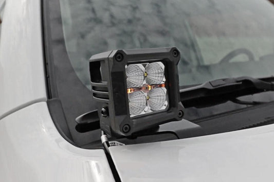 LED Light Kit Ditch Mount 3 Inch Chrome Wide Angle Pair Rough Country-1