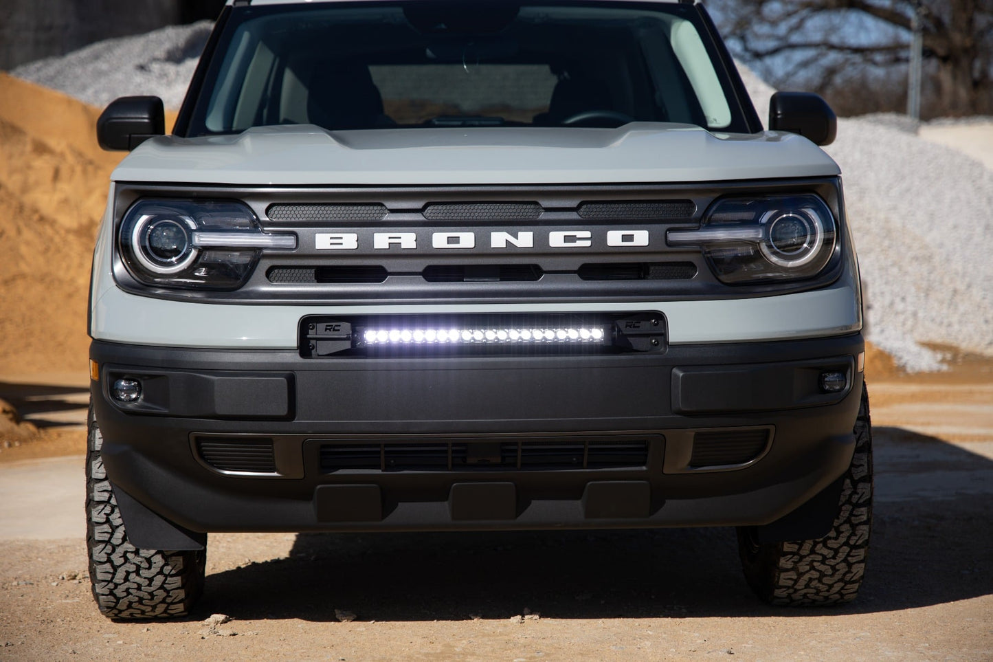 LED Light Kit Bumper Mount 20 Inch Black Single Row Ford Bronco Sport (21-26) Rough Country-5