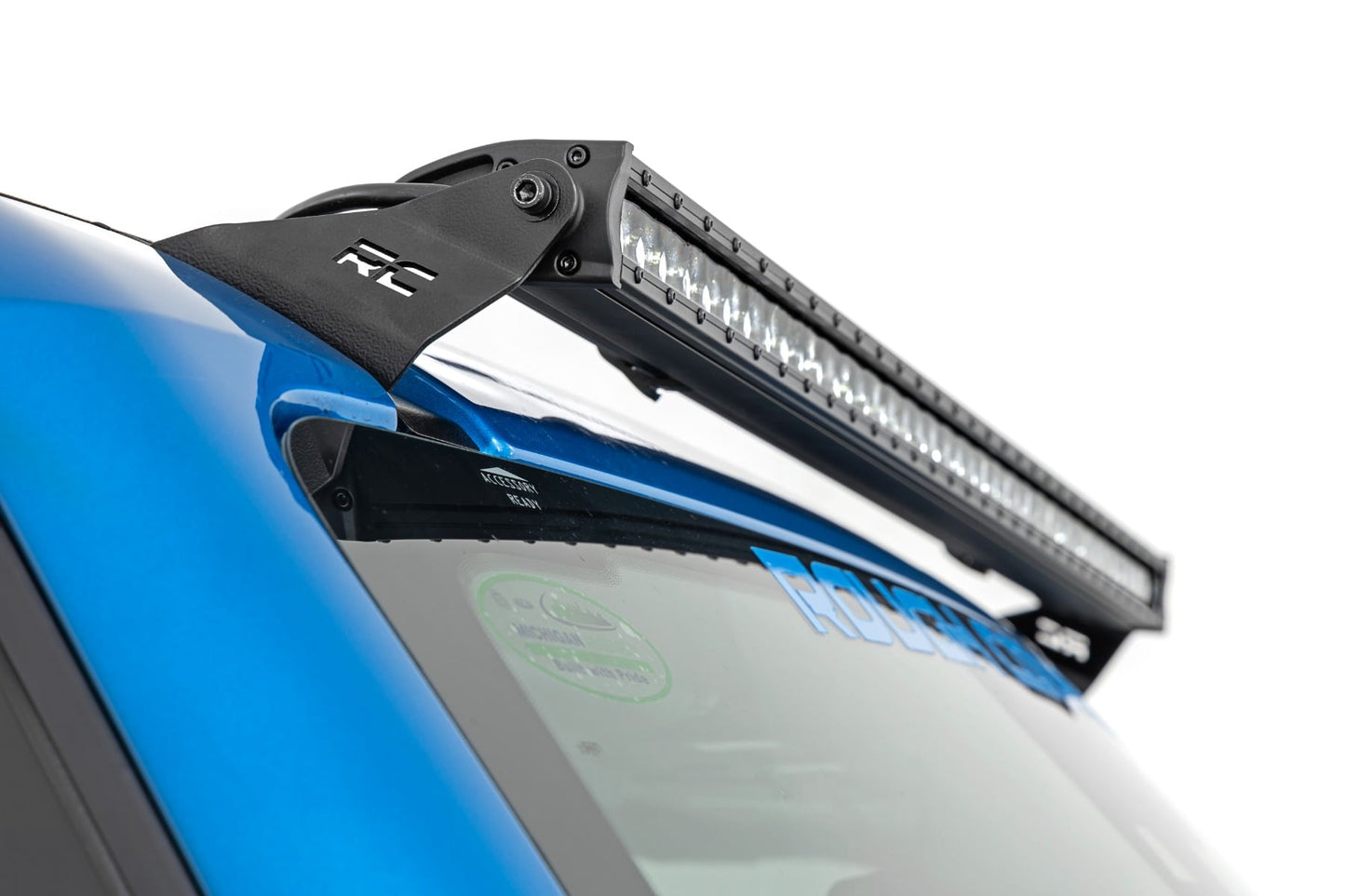 LED Light Kit Upper Windshield 40 Inch Black Single Row Ford Bronco (21-25) Rough Country-5