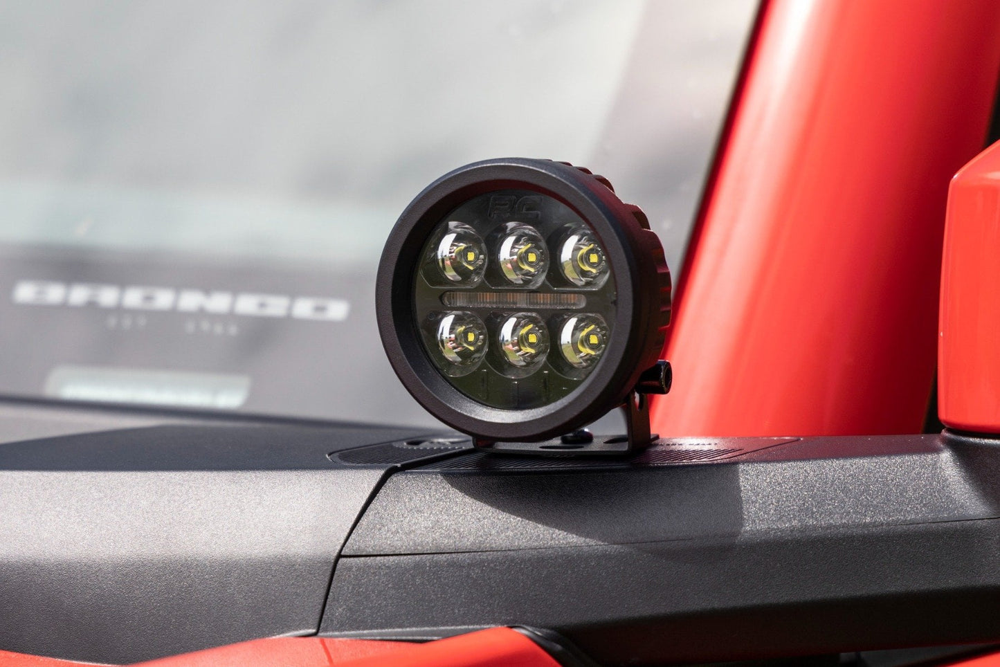 LED Light Kit Ditch Mount 3.5 Inch Black Round Pair Amber DRL Ford Bronco (21-25) Rough Country-5