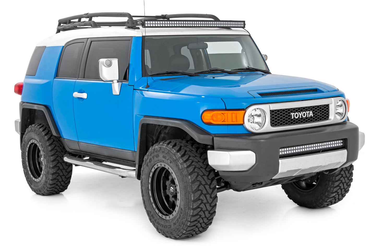 LED Light Windshield Kit 50 Inch Curved Single Row Black Series 07-14 FJ Cruiser Rough Country-4