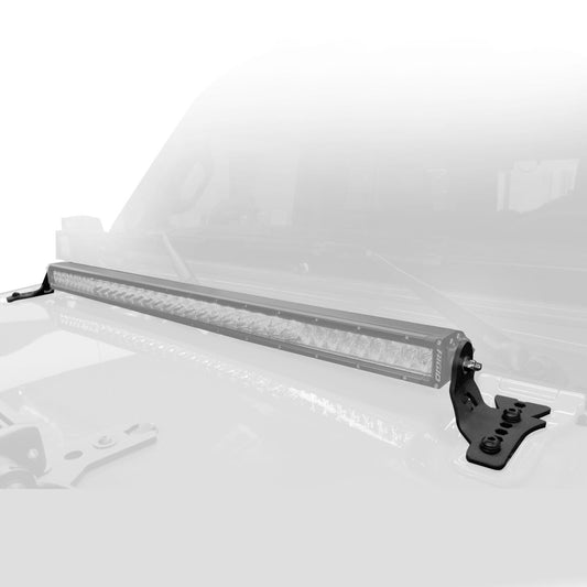 XE Hood Hinge Light Mount For a 30 Inch Single Row LED Bar Textured Black 2018-2026 Jeep Wrangler JL 2020-2025 Jeep Gladiator Go Rhino-1
