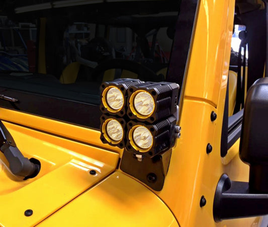 Bracket/Mount Set Pillar Jeep Wrangler JK KC Hilites-1
